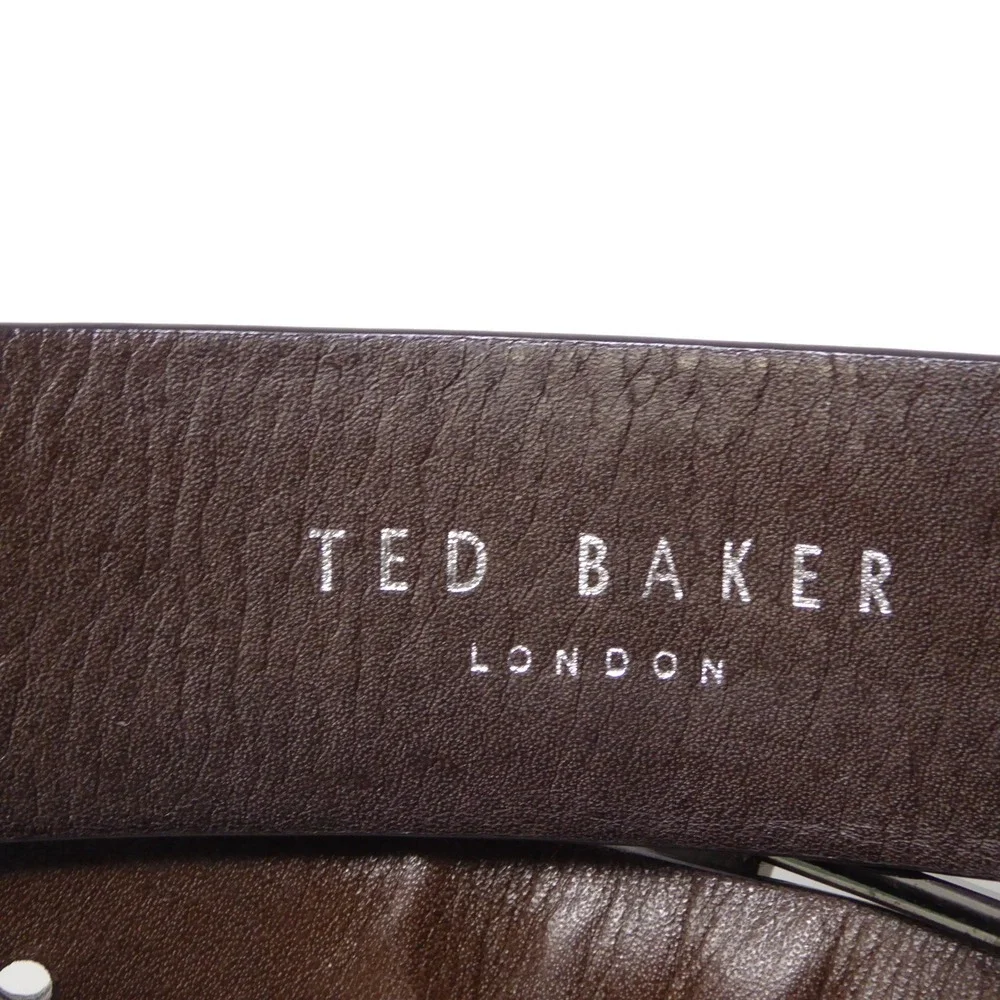 Ted Baker Mens Belt Brown Leather Mock Croc Zig Zag Stitch 34